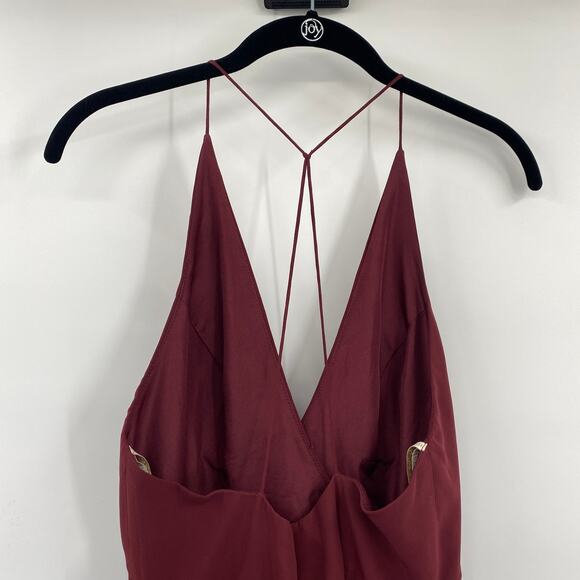 Jenny Yoo BHLDN Farrah Gown Ruffle Skirt Front Slit Chiffon Hibiscus Red NEW 4 - Picture 7 of 12